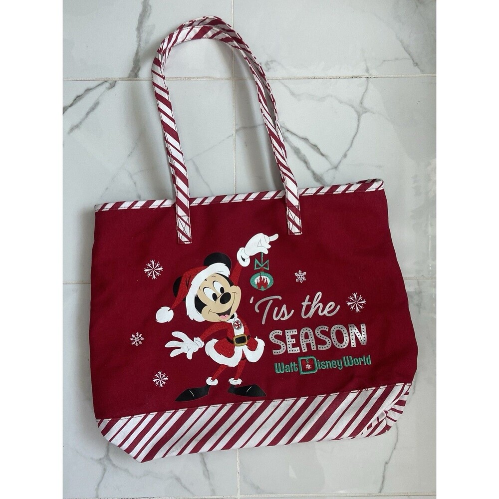 Disney Parks Walt Disney World Tis The Season Mickey Christmas Canvas Tote Bag